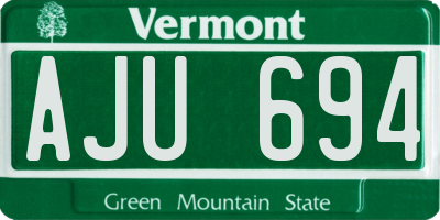 VT license plate AJU694