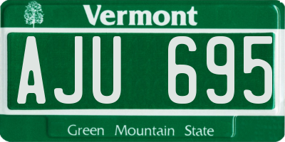 VT license plate AJU695