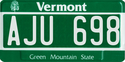 VT license plate AJU698