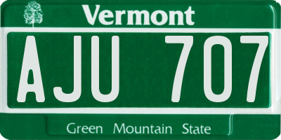 VT license plate AJU707
