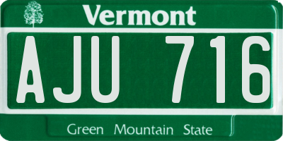 VT license plate AJU716