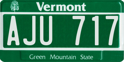 VT license plate AJU717