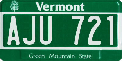 VT license plate AJU721