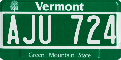 VT license plate AJU724