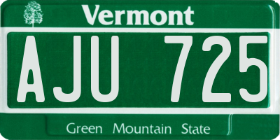 VT license plate AJU725