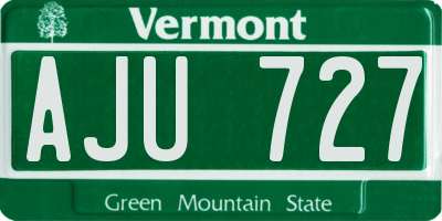 VT license plate AJU727