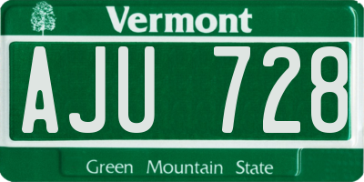 VT license plate AJU728