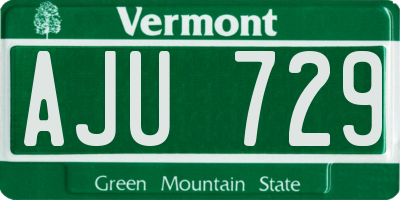 VT license plate AJU729