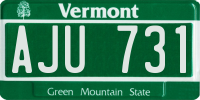 VT license plate AJU731
