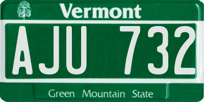 VT license plate AJU732