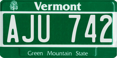 VT license plate AJU742