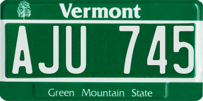 VT license plate AJU745