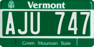 VT license plate AJU747