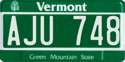 VT license plate AJU748