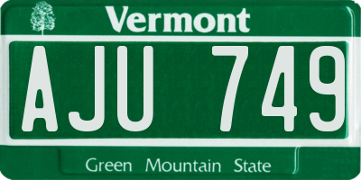 VT license plate AJU749