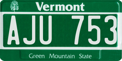 VT license plate AJU753
