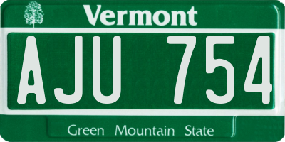 VT license plate AJU754