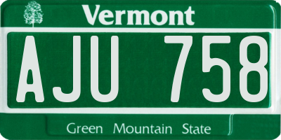 VT license plate AJU758