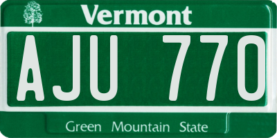 VT license plate AJU770