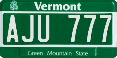 VT license plate AJU777