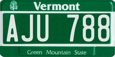 VT license plate AJU788