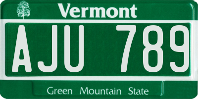 VT license plate AJU789