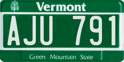 VT license plate AJU791