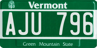 VT license plate AJU796