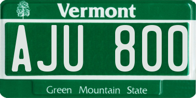 VT license plate AJU800
