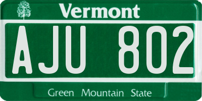 VT license plate AJU802