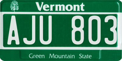 VT license plate AJU803