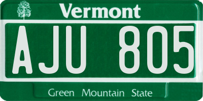 VT license plate AJU805