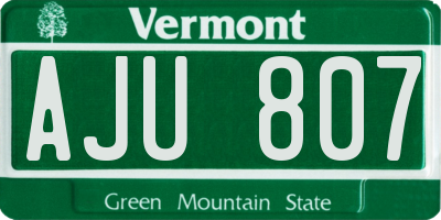 VT license plate AJU807