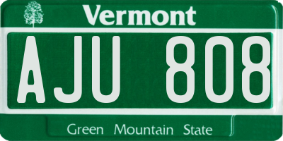 VT license plate AJU808