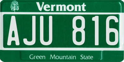 VT license plate AJU816