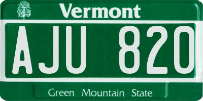 VT license plate AJU820