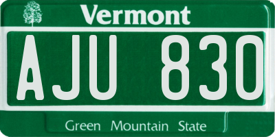 VT license plate AJU830