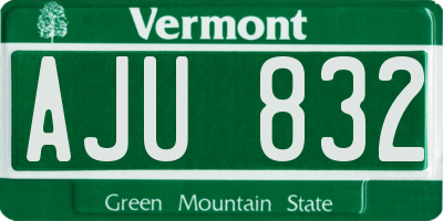 VT license plate AJU832