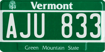 VT license plate AJU833