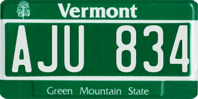 VT license plate AJU834