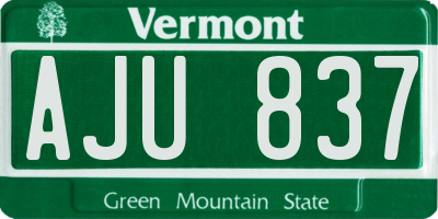 VT license plate AJU837