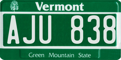 VT license plate AJU838