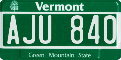 VT license plate AJU840