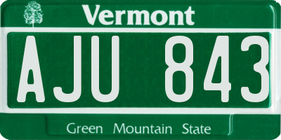 VT license plate AJU843