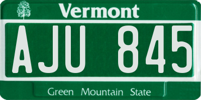 VT license plate AJU845