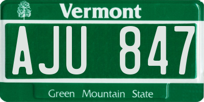 VT license plate AJU847