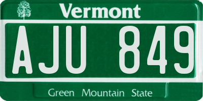 VT license plate AJU849