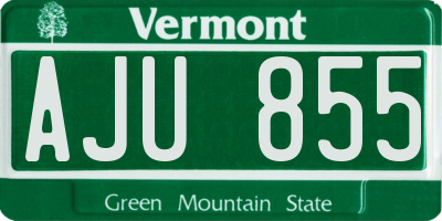 VT license plate AJU855