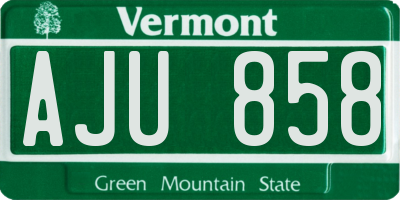 VT license plate AJU858