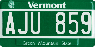 VT license plate AJU859